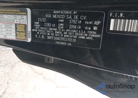 2023 Kia Forte Gt-Line z USA, uszkodzony, nr VIN 3KPF54AD7PE570518